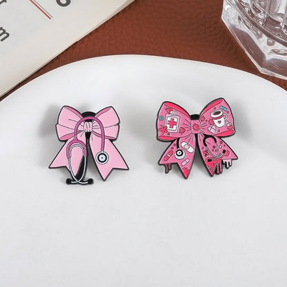 Pink Bow Stethoscope Medical Brooch Enamel Pin